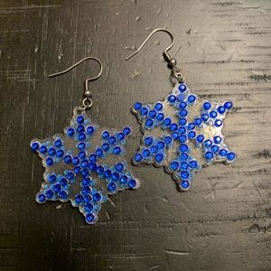 Blue snowflake earrings